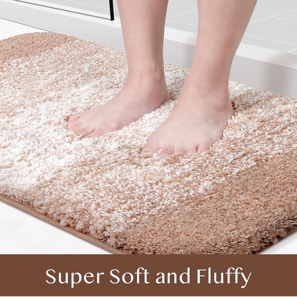 Luxury Home | Oversized Brown & Ivory Ombre Microfiber Shag Bathroom Rug - Picture 4 of 9